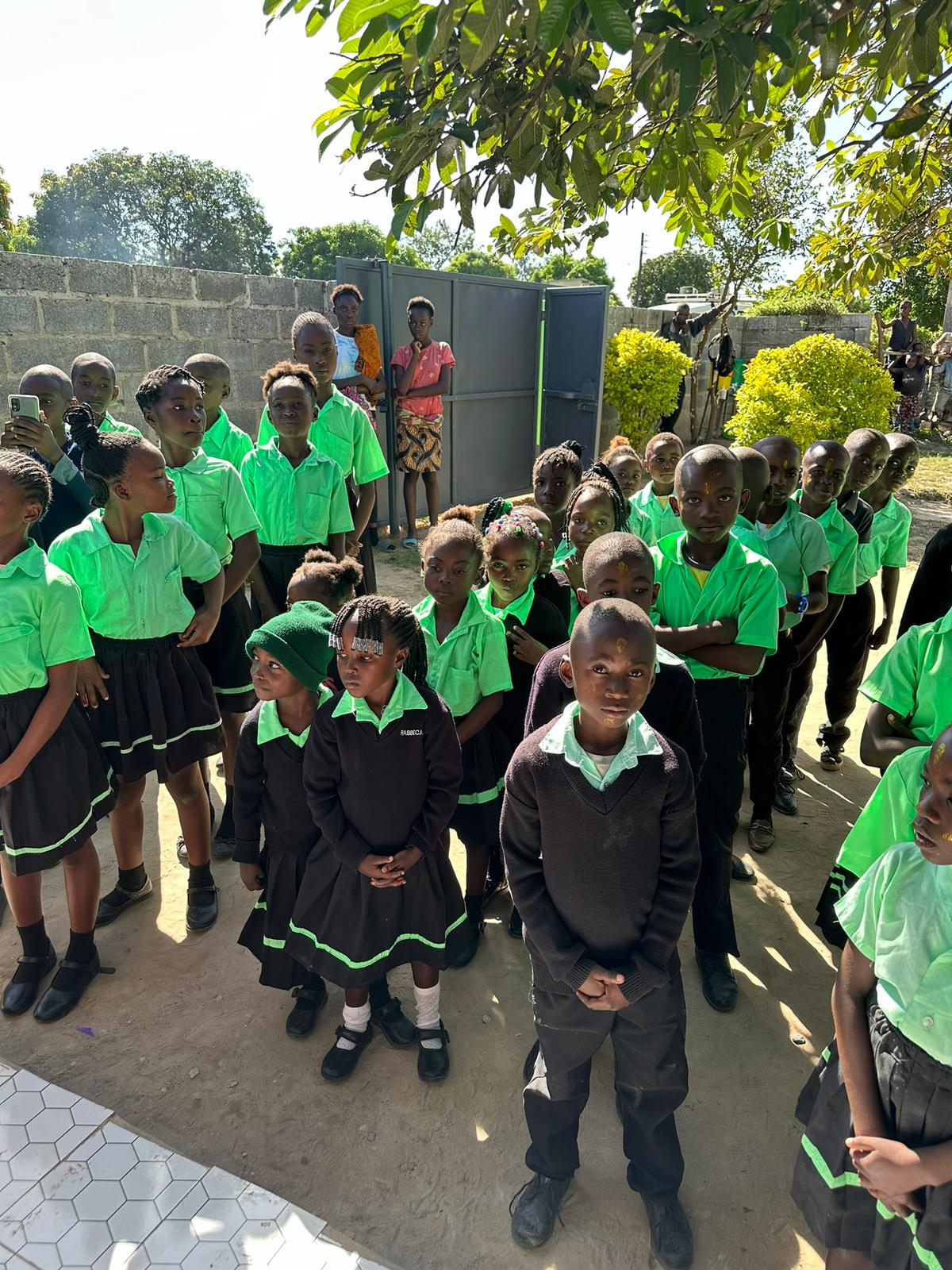 School children outside